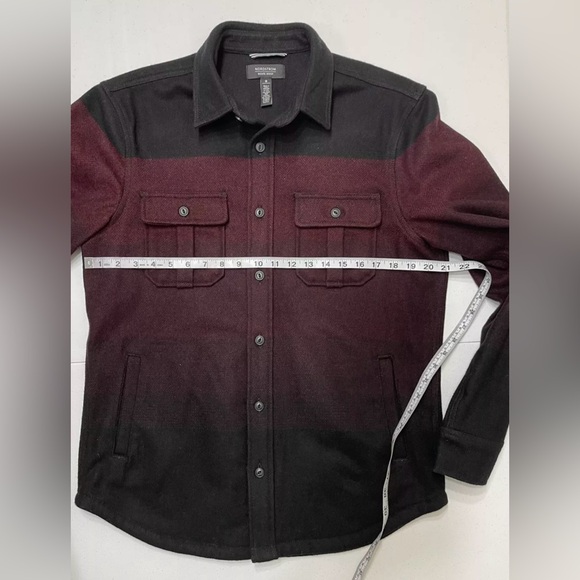 Nordstrom Shop Men’s Black & Burgundy Wool Blend Button Up Heavy Shirt Jacket M - Picture 6 of 6
